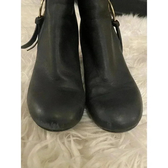 See by Chloe Boots Louise Block Heel Ankle Booties Black Leather Zip Size 37 7 - Picture 3 of 15